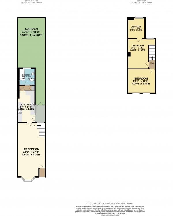 Floor Plan Image for 3 Bedroom Terraced House for Sale in Eastbrook Road, Waltham Abbey, Essex, EN89