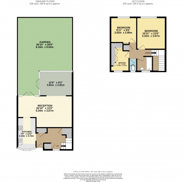 Floor Plan Image for 3 Bedroom Terraced House for Sale in Woodford Court, Waltham Abbey, Essex, EN9