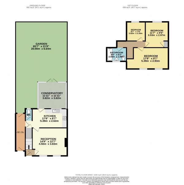 Floor Plan Image for 3 Bedroom Terraced House for Sale in Denny Avenue, Waltham Abbey, Essex, EN9