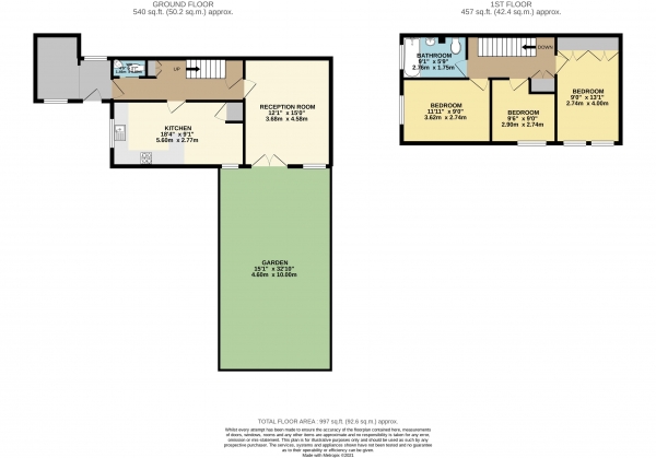 Floor Plan for 3 Bedroom Terraced House for Sale in Roundhills, Waltham Abbey, Essex, EN9, EN9, 1TP -  &pound295,000