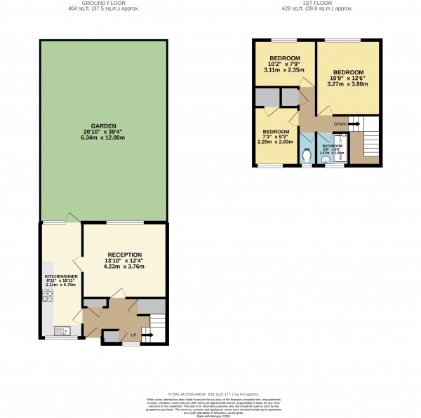 Floor Plan for 3 Bedroom Terraced House for Sale in Winters Way, Waltham Abbey, Essex, EN9, EN9, 3HR - Fixed Price &pound350,000