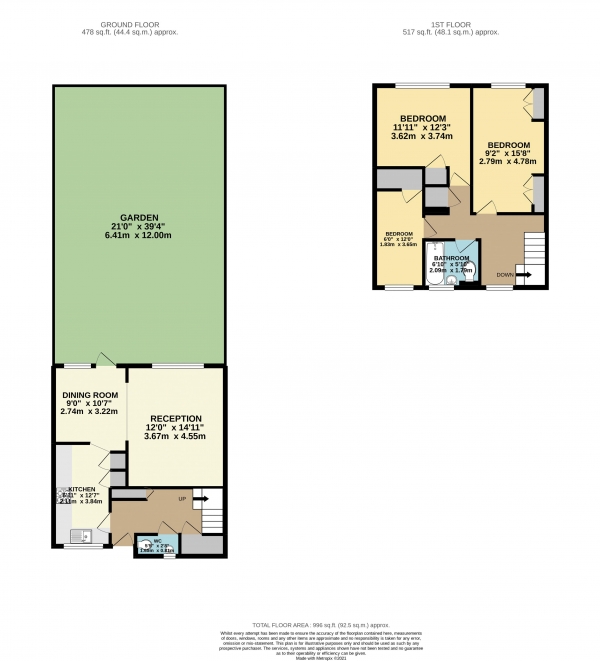 Floor Plan Image for 3 Bedroom End of Terrace House for Sale in Gant Court, Waltham Abbey, Essex, EN9