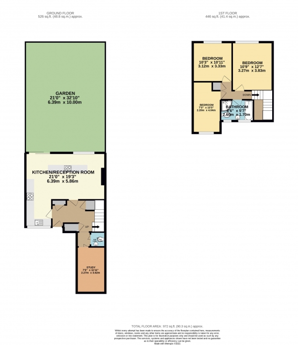 Floor Plan Image for 3 Bedroom Terraced House for Sale in Winters Way, Waltham Abbey, Essex, EN9