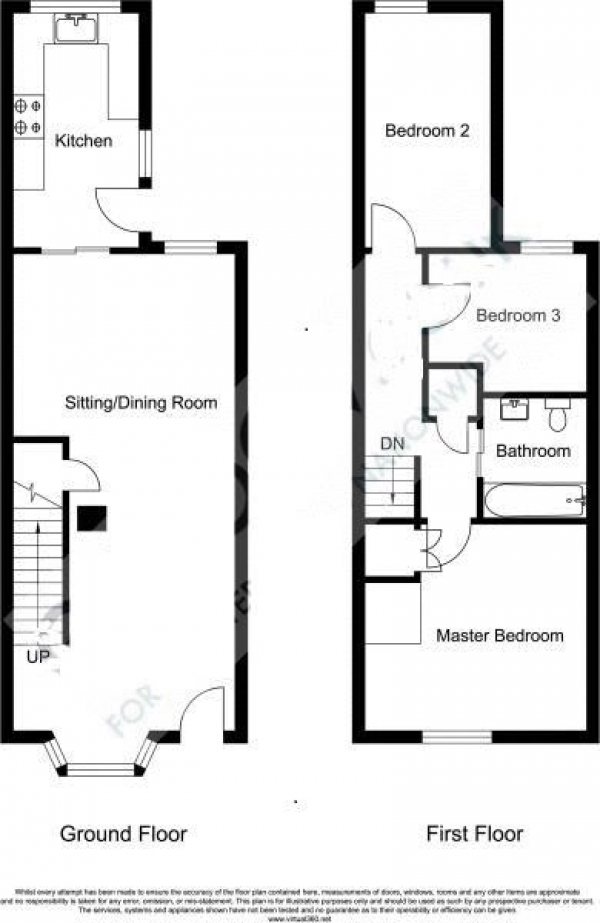 Floor Plan Image for 3 Bedroom Terraced House for Sale in Rounton Road, Waltham Abbey, Essex, EN9