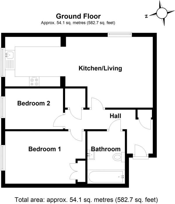 Floor Plan Image for 2 Bedroom Apartment for Sale in Lea Valley House, Stoney Bridge Drive, Waltham Abbey, Essex, EN9