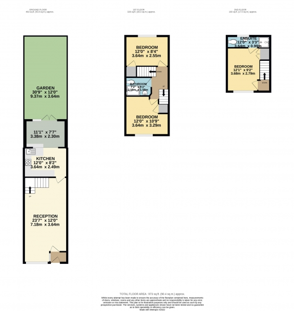 Floor Plan Image for 3 Bedroom Terraced House for Sale in Willow Path, Waltham Abbey, Essex, EN9