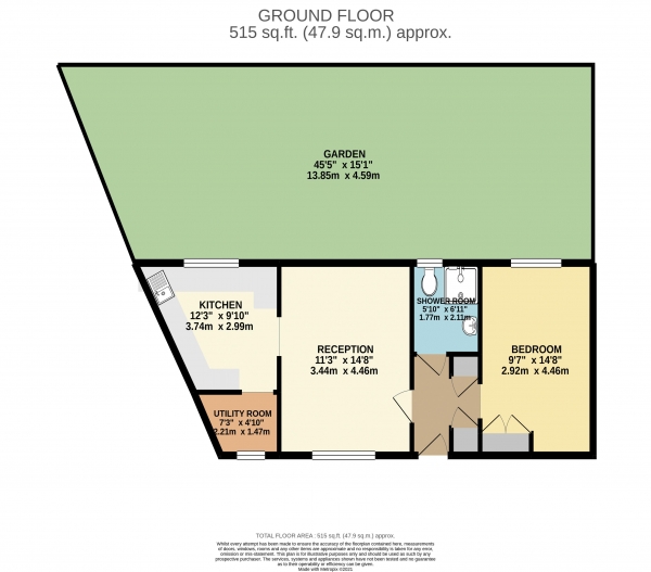 Floor Plan for 1 Bedroom Bungalow for Sale in Willinghall Close, Waltham Abbey, Essex, EN9, EN9, 1PW -  &pound285,000