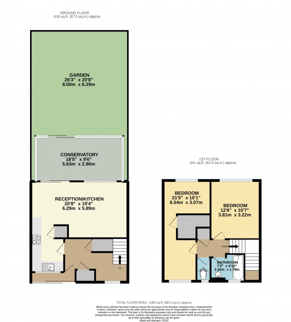 Floor Plan Image for 2 Bedroom Terraced House for Sale in Cussons Close, West Cheshunt EN7