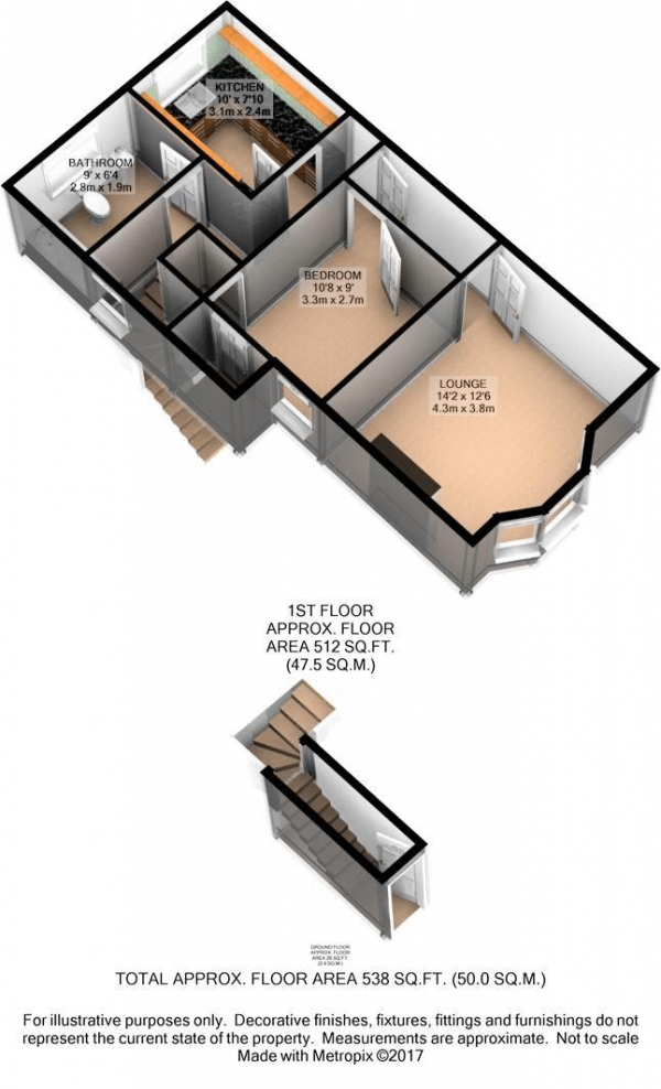 Floor Plan Image for 1 Bedroom Maisonette for Sale in Honey Lane, Waltham Abbey, Essex, EN9