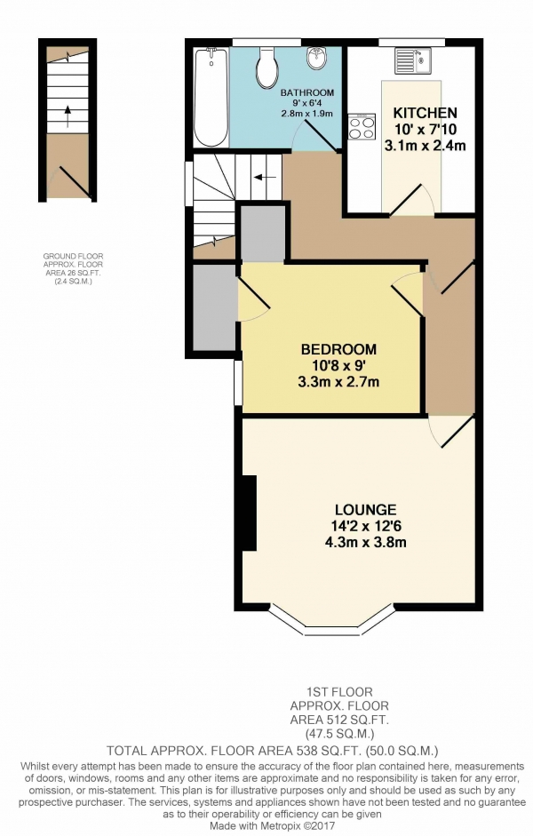 Floor Plan Image for 1 Bedroom Maisonette for Sale in Honey Lane, Waltham Abbey, Essex, EN9