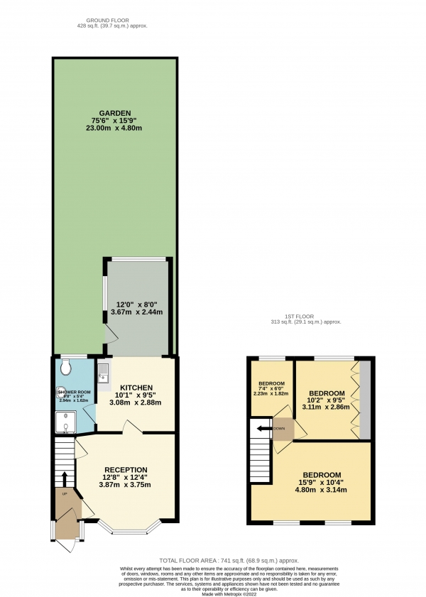 Floor Plan for 3 Bedroom Terraced House for Sale in Orchard Gardens, Waltham Abbey, Essex, EN9, EN9, 1RU -  &pound380,000