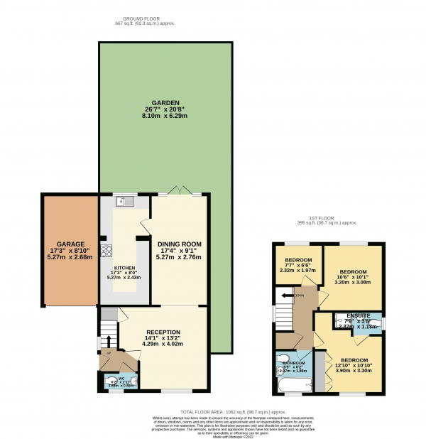 Floor Plan for 3 Bedroom Detached House for Sale in Howse Road, Waltham Abbey, Essex, EN9, EN9, 3XW -  &pound535,000
