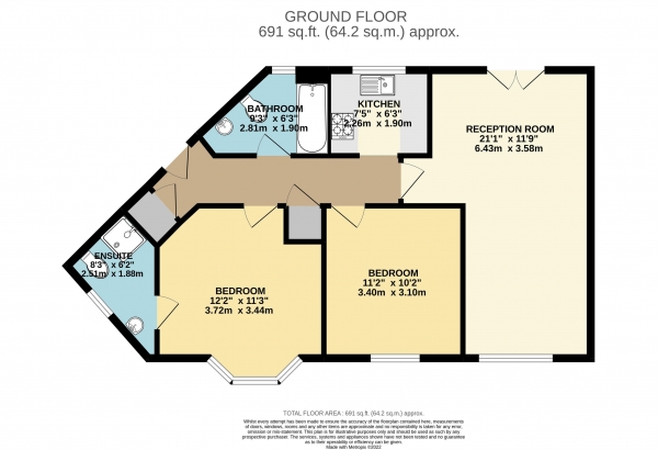 Floor Plan Image for 2 Bedroom Apartment for Sale in Burrows Chase, Waltham Abbey, Essex, EN9