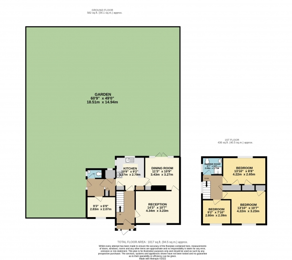 Floor Plan Image for 3 Bedroom Semi-Detached House for Sale in The Cobbins, Waltham Abbey, Essex, EN9