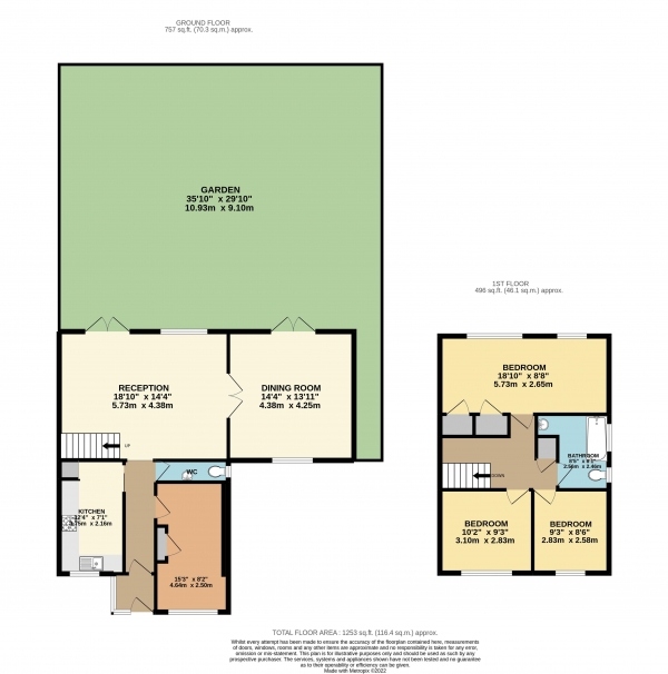 Floor Plan Image for 3 Bedroom Semi-Detached House for Sale in Marle Gardens, Waltham Abbey, Essex, EN9