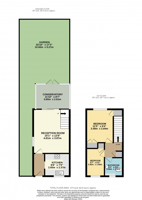 Floor Plan Image for 2 Bedroom End of Terrace House for Sale in Osprey Road, Waltham Abbey, Essex, EN9