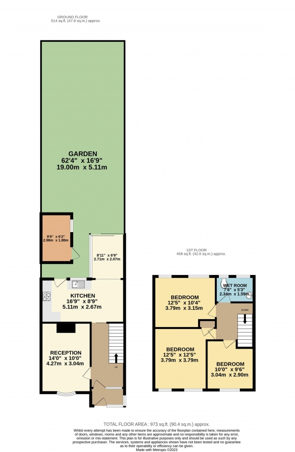 Floor Plan Image for 3 Bedroom Terraced House for Sale in Lodge Lane, Waltham Abbey, Essex, EN9