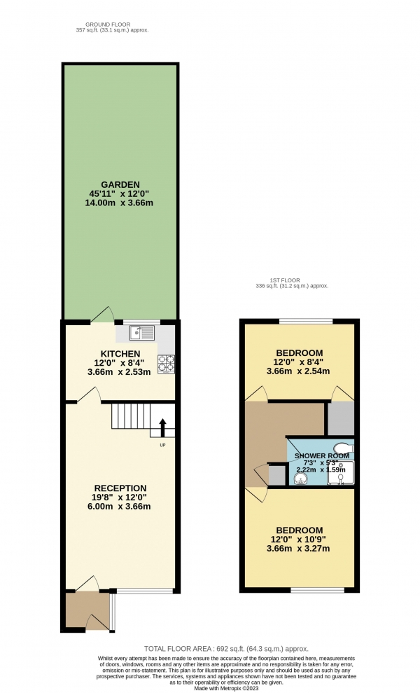 Floor Plan Image for 2 Bedroom Terraced House for Sale in Chartwell Close, Waltham Abbey, Essex, EN9