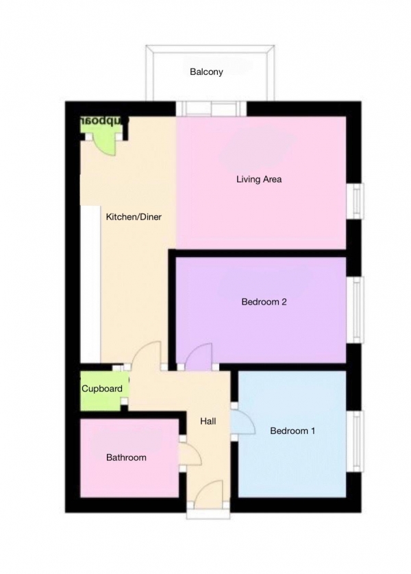 Floor Plan Image for 2 Bedroom Apartment for Sale in Dock House, Hazlemere Marina, Waltham Abbey, Essex, EN9