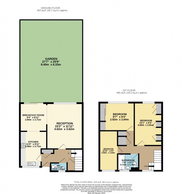 Floor Plan for 3 Bedroom Terraced House for Sale in Wormley Court, Winters Way, Waltham Abbey, Essex, EN9, EN9, 3HW -  &pound357,995