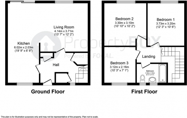 Floor Plan Image for 3 Bedroom Terraced House for Sale in Theydon Court, Waltham Abbey, Essex, EN9