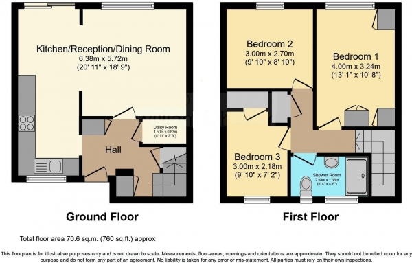 Floor Plan Image for 3 Bedroom End of Terrace House for Sale in Badburgham Court, Waltham Abbey, Essex, EN9