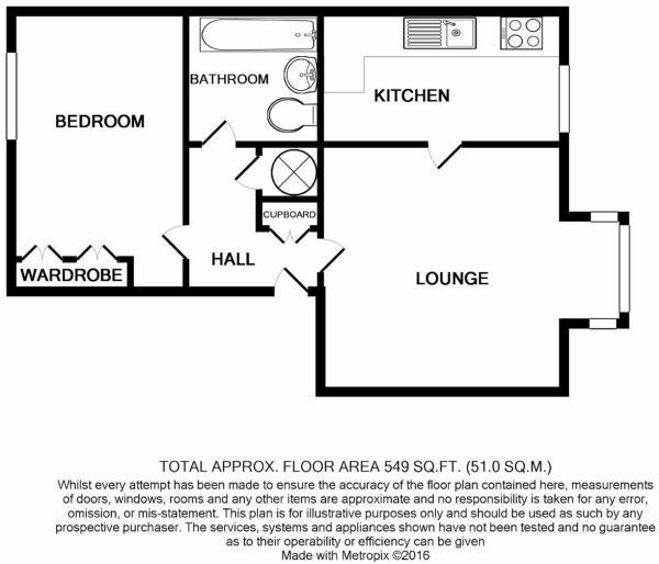 Floor Plan Image for 1 Bedroom Apartment for Sale in Latimer Court, Bryanstone Road, Waltham Cross, EN8