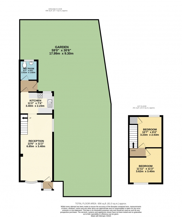 Floor Plan Image for 2 Bedroom Semi-Detached House for Sale in Queens Road, Waltham Cross, Herts, EN8