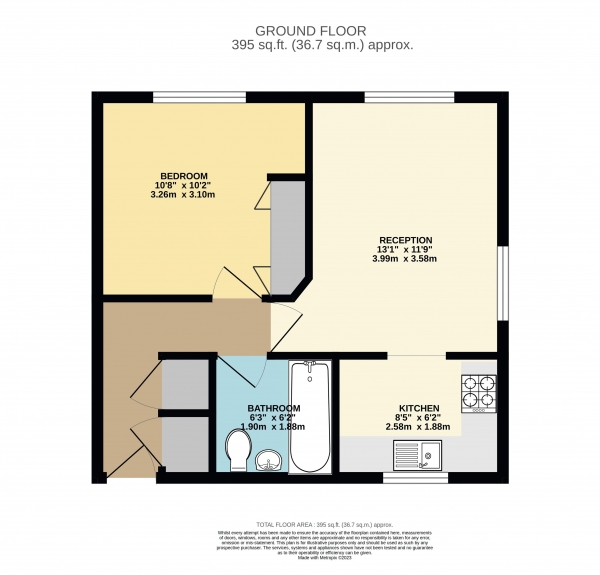 Floor Plan for 1 Bedroom Apartment for Sale in Osprey Court, Waltham Abbey, Essex, EN9, EN9, 3RZ -  &pound220,000