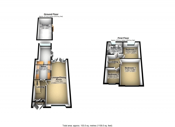 Floor Plan Image for 3 Bedroom Terraced House for Sale in Broomstick Hall Road, Waltham Abbey, Essex, EN9