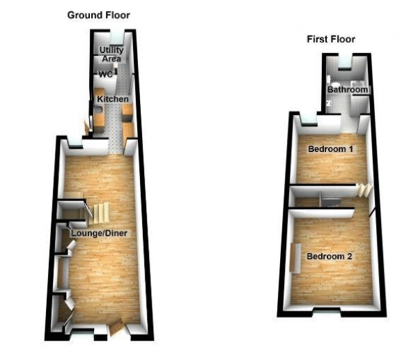 Floor Plan Image for 2 Bedroom End of Terrace House for Sale in Townmead Road, Waltham Abbey, Essex, EN9