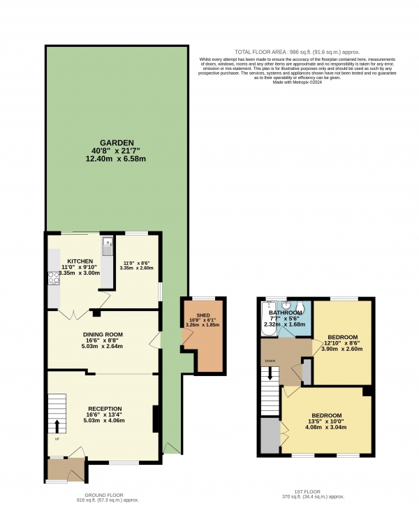 Floor Plan Image for 2 Bedroom Semi-Detached House for Sale in Homefield, Waltham Abbey, Essex, EN9