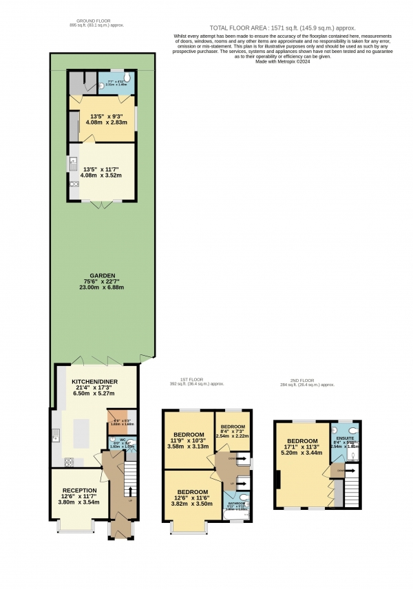 Floor Plan Image for 4 Bedroom Semi-Detached House for Sale in Pick Hill, Waltham Abbey, Essex EN9