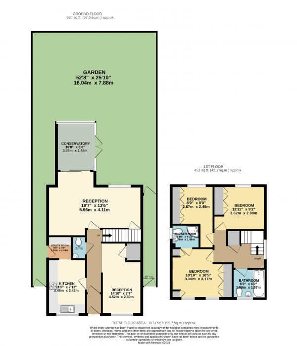 Floor Plan for 3 Bedroom Detached House for Sale in Merlin Close, Waltham Abbey, Essex, EN9, EN9, 3NG -  &pound575,000