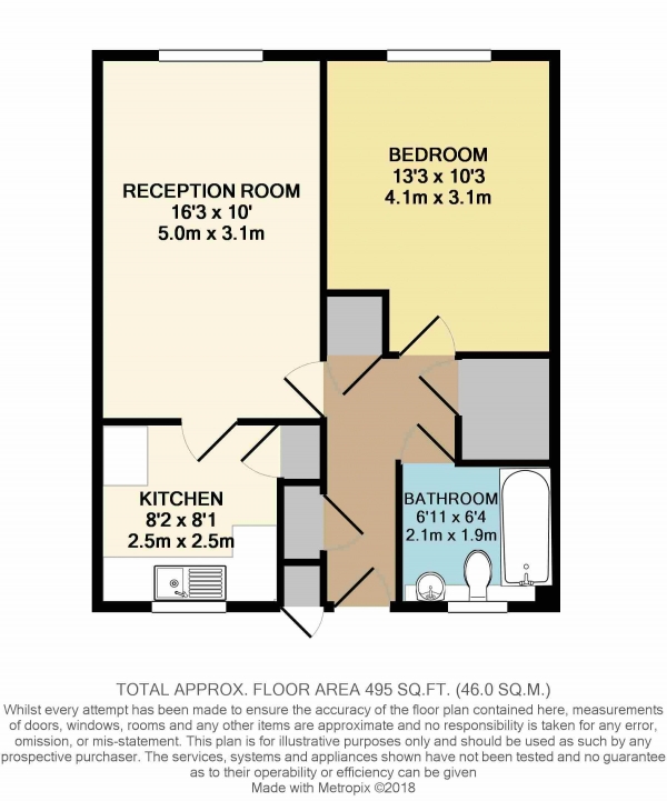 Floor Plan for 1 Bedroom Apartment for Sale in Badburgham Court, Waltham Abbey, Essex, EN9, EN9, 3EB -  &pound215,000