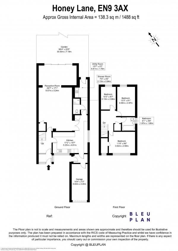 Floor Plan Image for 3 Bedroom Semi-Detached House for Sale in Honey Lane, Waltham Abbey