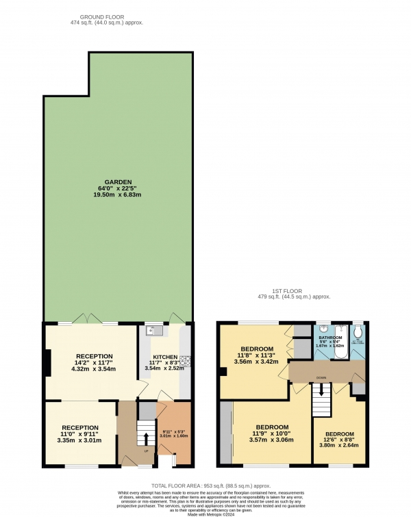 Floor Plan Image for 3 Bedroom Terraced House for Sale in King George Road, Waltham Abbey