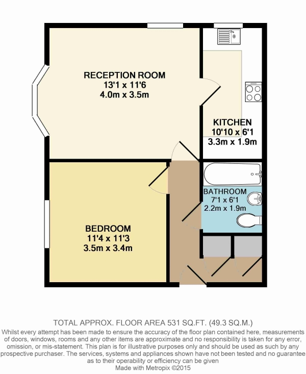 Floor Plan for 1 Bedroom Apartment for Sale in Burrows Chase, Waltham Abbey, Essex, EN9, EN9, 3YX -  &pound245,000