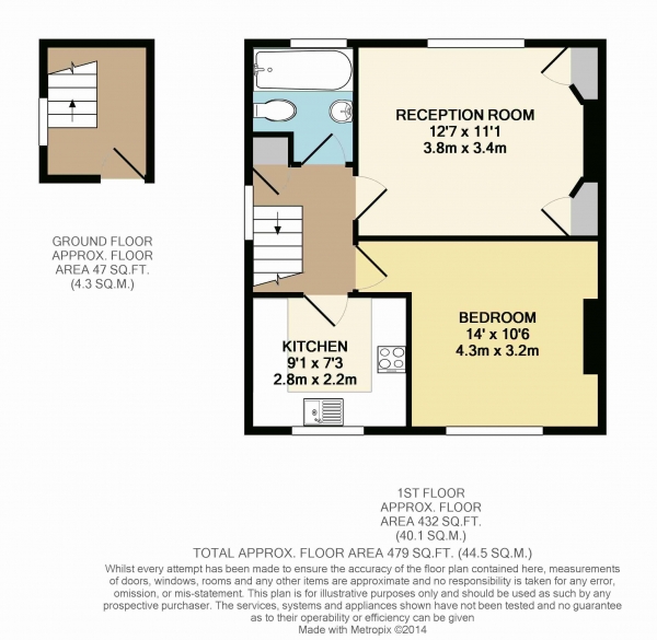 Floor Plan Image for 1 Bedroom Property for Sale in Conybury Close, Waltham Abbey, Essex, EN9