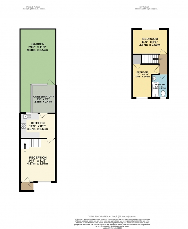 Floor Plan Image for 2 Bedroom Terraced House for Sale in Margherita Road, Waltham Abbey, Essex, EN9