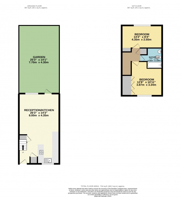 Floor Plan Image for 2 Bedroom Terraced House for Sale in Wren Drive, Waltham Abbey, Essex, EN9