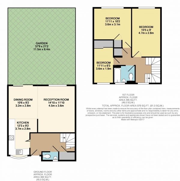 Floor Plan Image for 3 Bedroom Terraced House for Sale in Gant Court, Waltham Abbey, Essex EN9