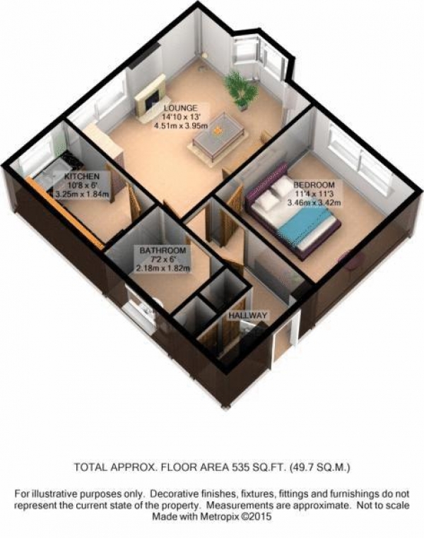 Floor Plan Image for 1 Bedroom Apartment for Sale in Foxwood Chase, Waltham Abbey, Essex, EN9