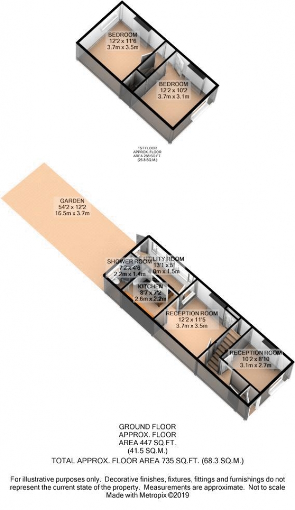 Floor Plan for 2 Bedroom Terraced House for Sale in Park Road, Waltham Cross, EN8, EN8, 8AG -  &pound320,000