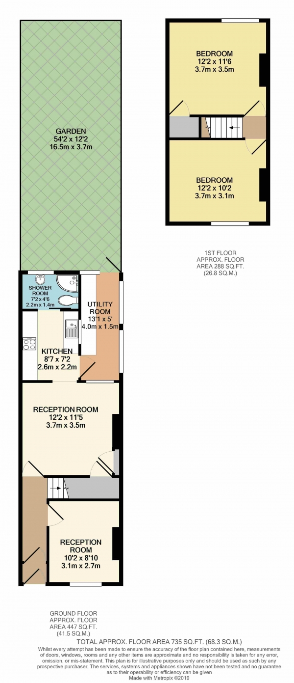 Floor Plan for 2 Bedroom Terraced House for Sale in Park Road, Waltham Cross, EN8, EN8, 8AG -  &pound320,000