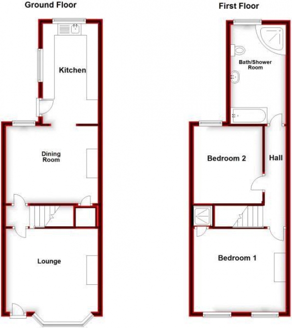 Floor Plan for 2 Bedroom Terraced House for Sale in Eastbrook Road, Waltham Abbey, EN9, EN9, 3AJ -  &pound340,000