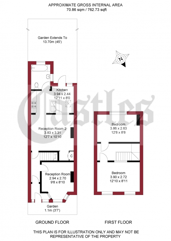 Floor Plan Image for 2 Bedroom Terraced House for Sale in Tramway Avenue, London