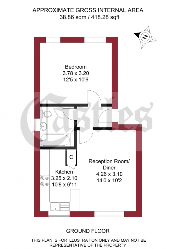 Floor Plan Image for 1 Bedroom Apartment for Sale in Garfield Road, Enfield