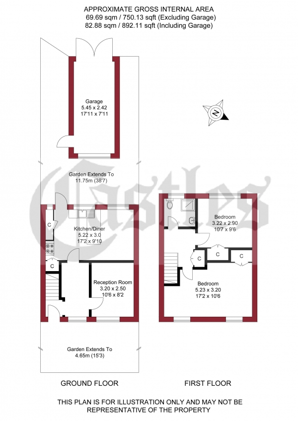 Floor Plan Image for 2 Bedroom Terraced House for Sale in Dartford Avenue, Edmotnon