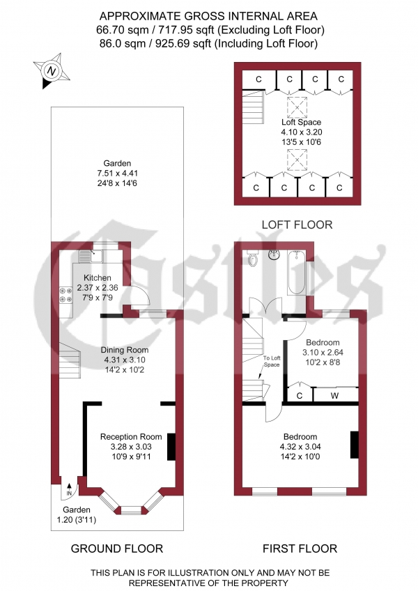 Floor Plan Image for 2 Bedroom Terraced House for Sale in Belmont Avenue, Edmonton